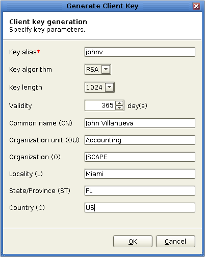 mft server client key details
