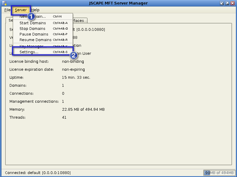mft server settings
