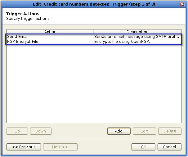 mft server trigger actions list