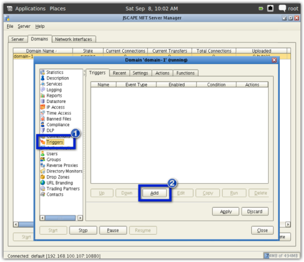 mft server - add triggers from domain