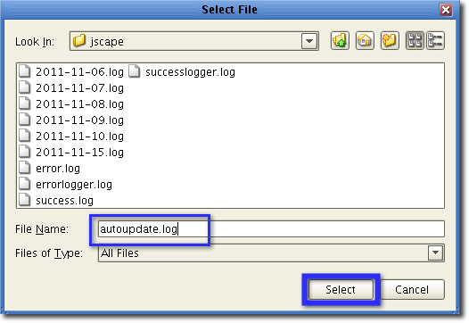 autoupdate log file