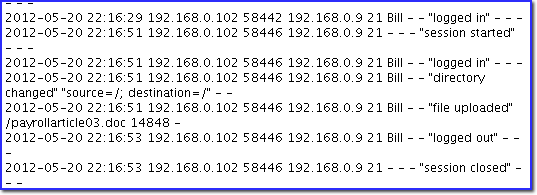 mft server log of bill