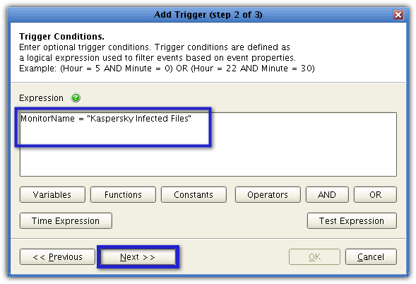 trigger conditions expression