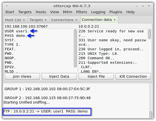 packet sniffing ftp