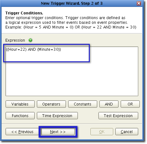 specify time in trigger conditions