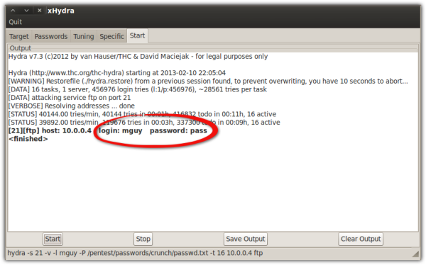 password cracked using hydra 