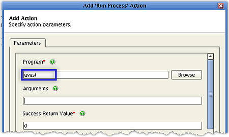 action parameters program