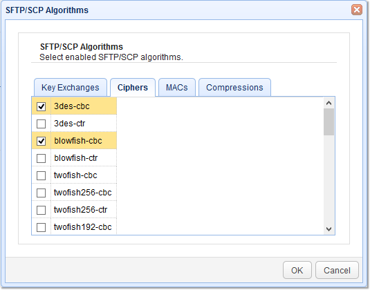 sftp cipher algorithms