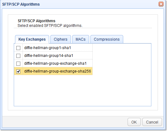 sftp key exchange algorithms