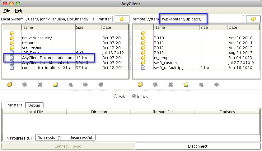 07 selecting target folder on ftp server