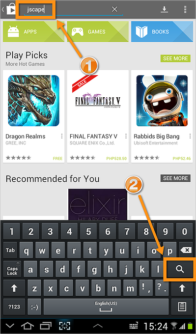 search jscape in google play