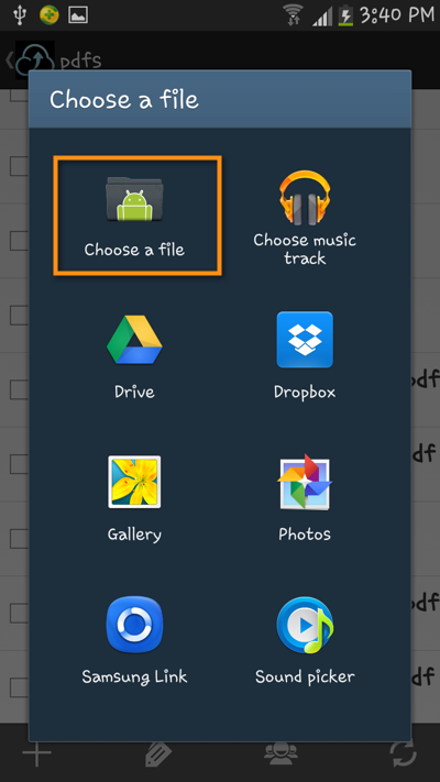 android file transfer choose a file