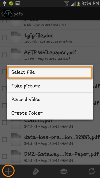 android file transfer select file