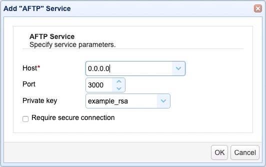 add aftp service host port private key