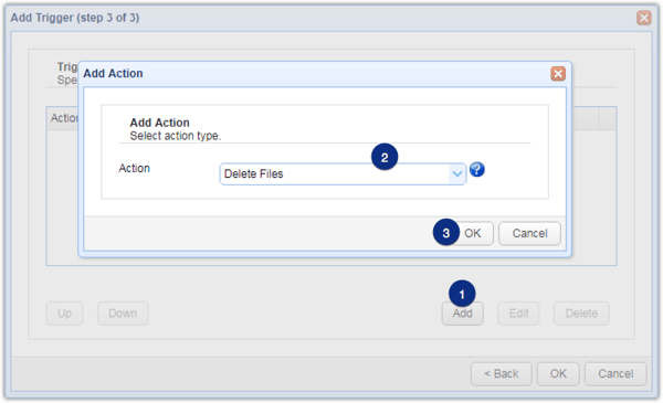 add delete file trigger action