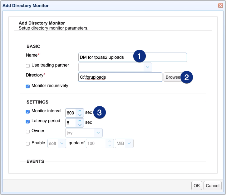 add directory monitor parameters for automated as2