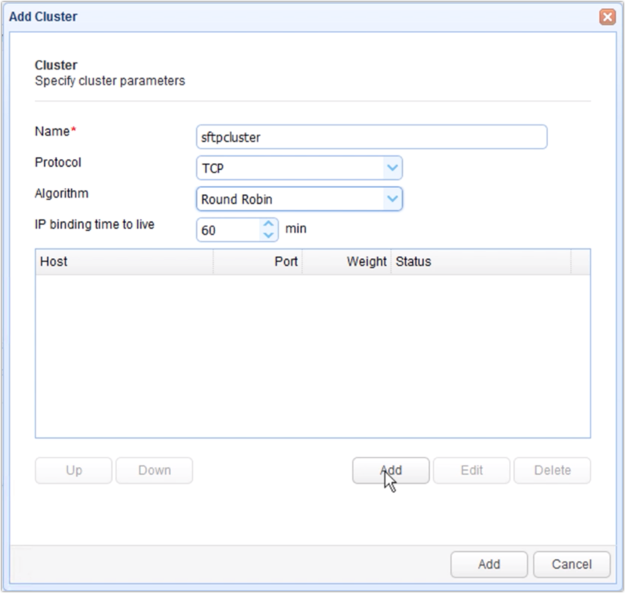 add host 1 to the high availability cluster