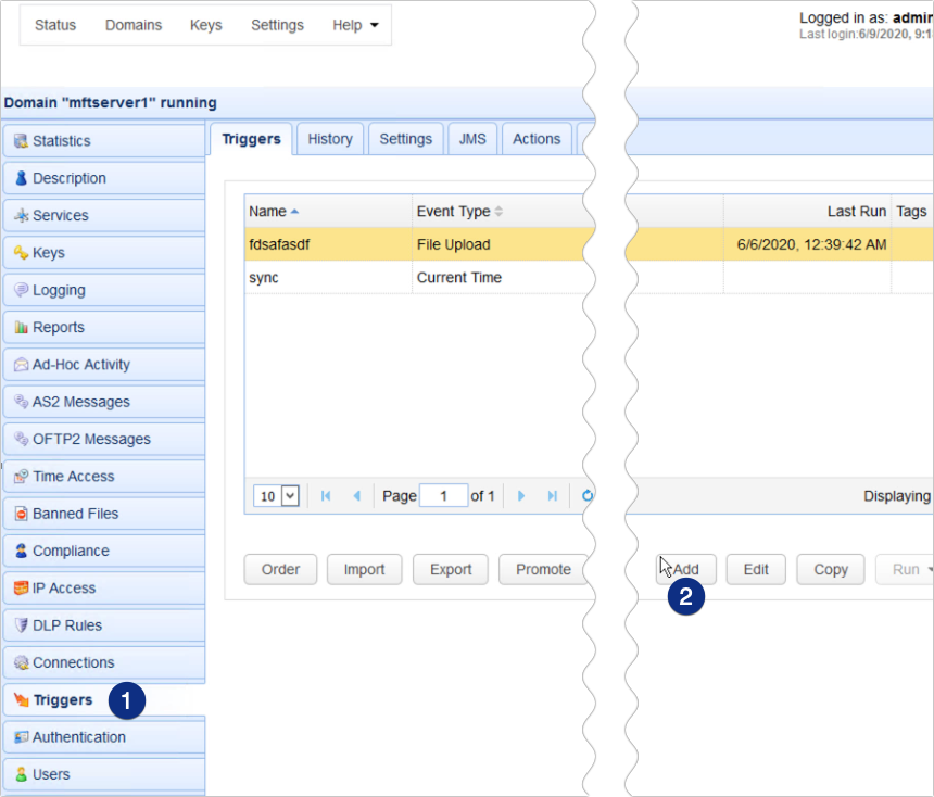 add schedule as2 transfer trigger