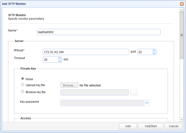 add sftp monitor for load test