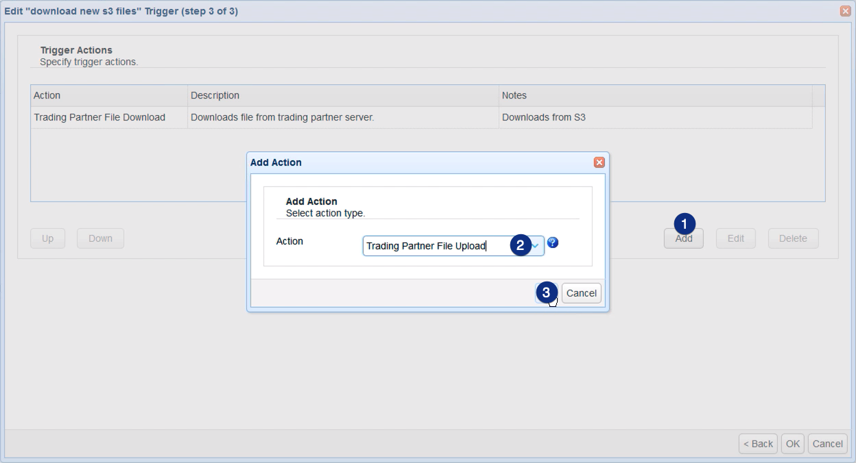 add trading partner file upload action