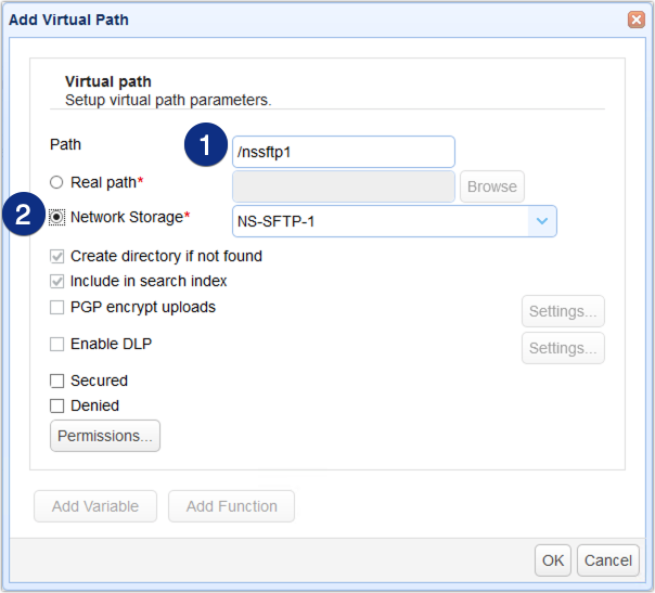 add virtual path for sftp network storage