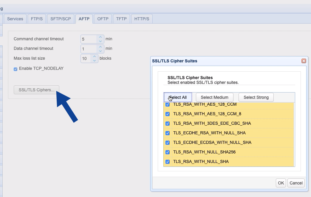 aftp ssl tls cipher suites