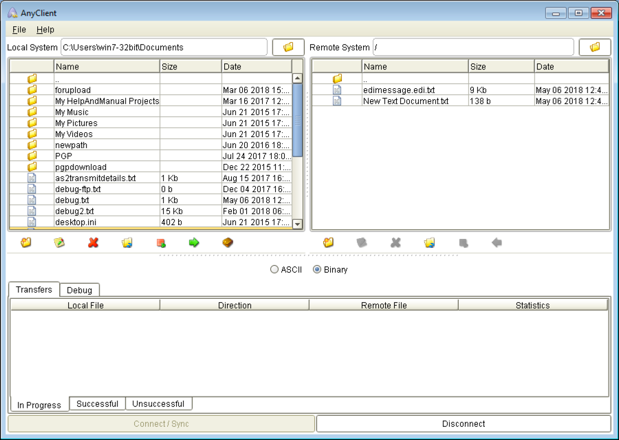 anyclient connecting to ftp server