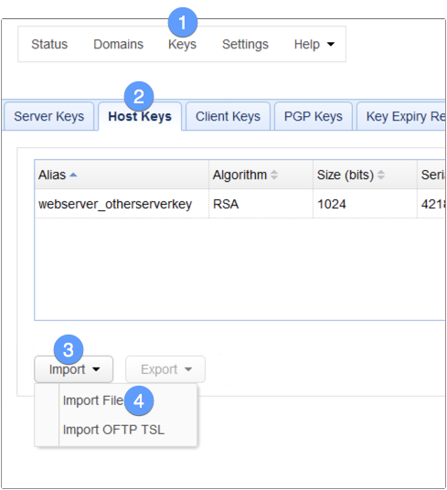 as2 certificate import file host