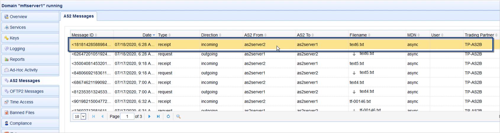 as2 mdn receipt on sending as2 host