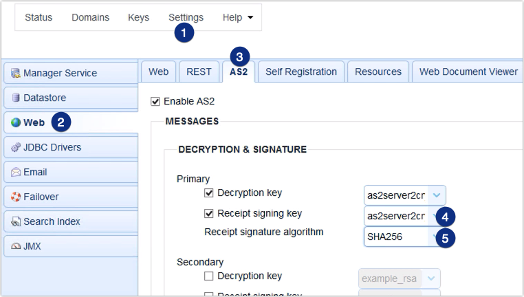 as2 receipt signing key