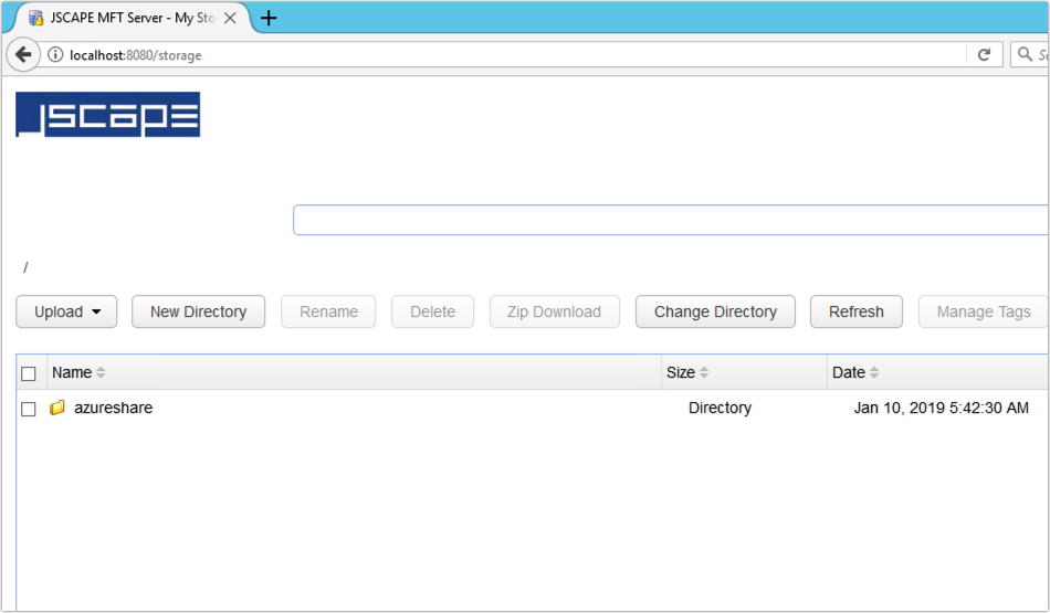 azure file share in web file transfer gui