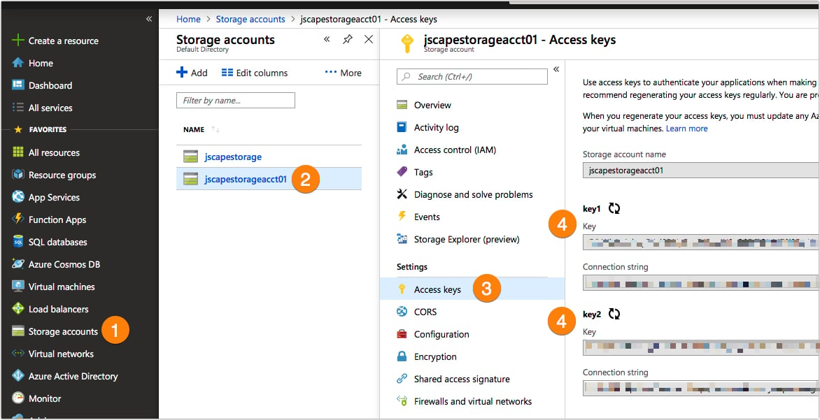 azure storage account access keys