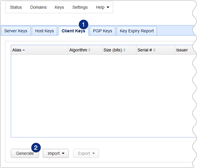 client keys generate mft server