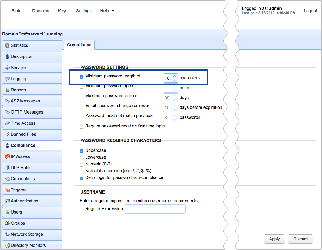 compliance password length