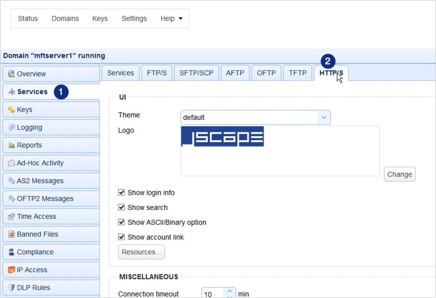 customizing web user interface of https file transfer service - 15