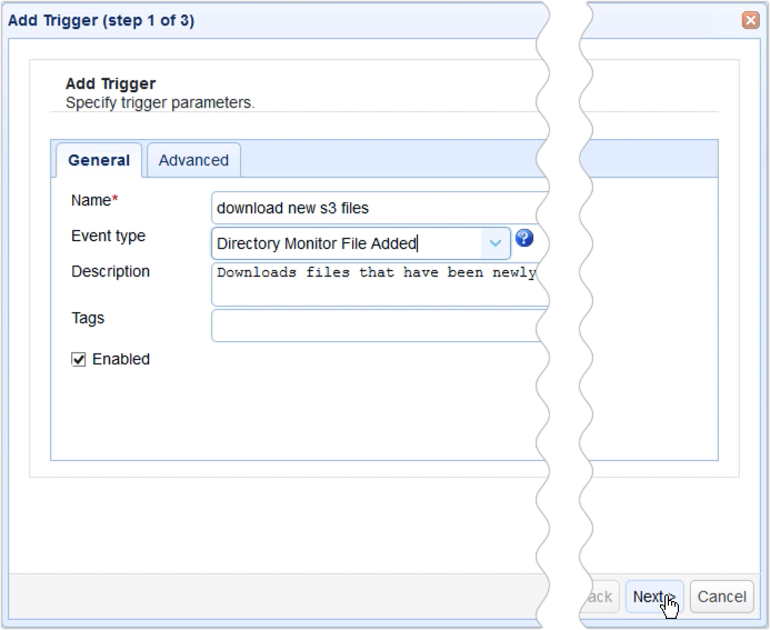 directory monitor file added trigger