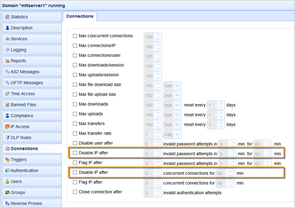 disable ip after