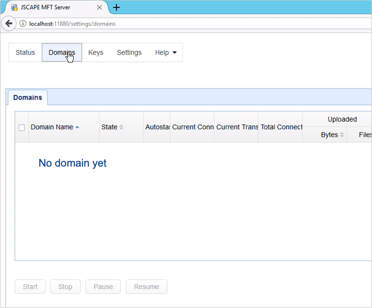do domain yet on new mft server