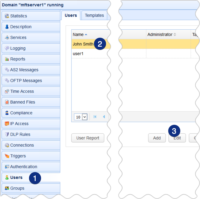 edit user for sftp network storage