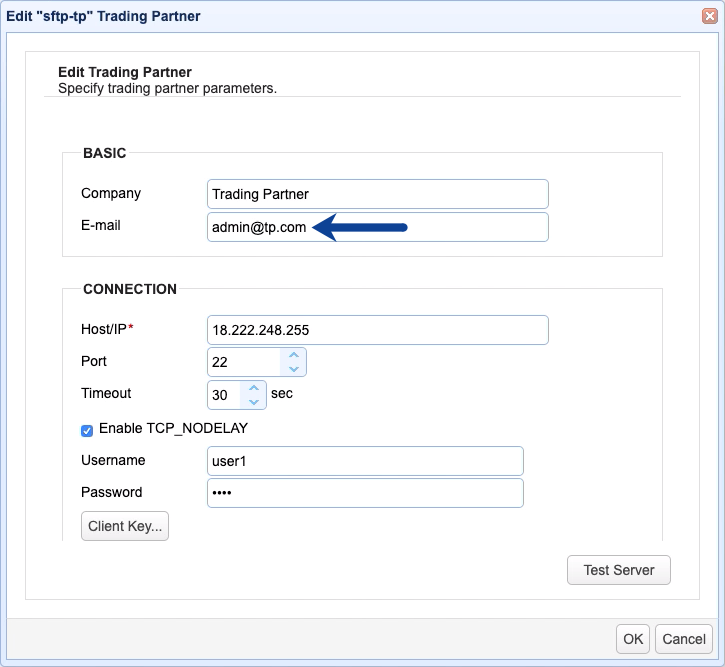 email setting trading partner