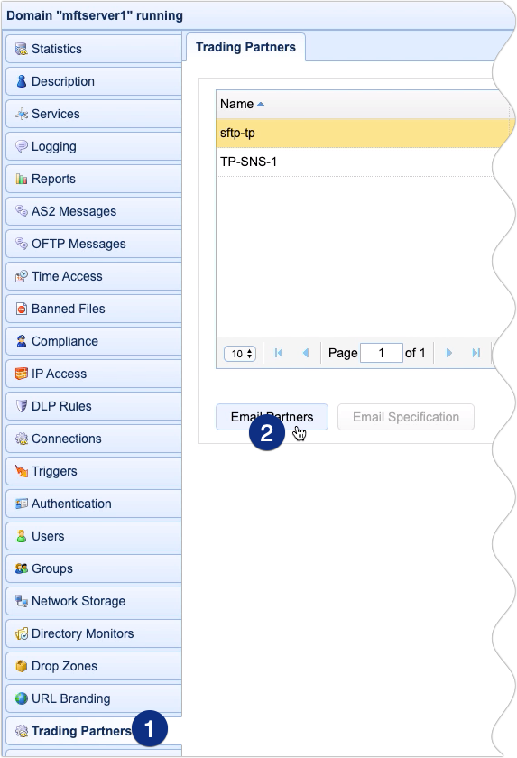 email trading partners mft server