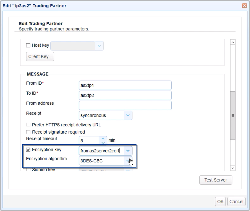 encryption key as2 server