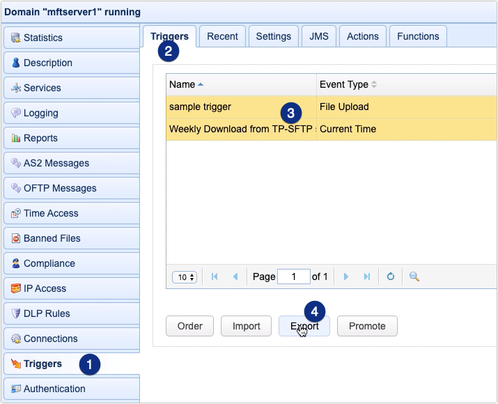 export multiple triggers