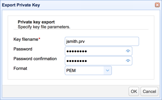 export private key password