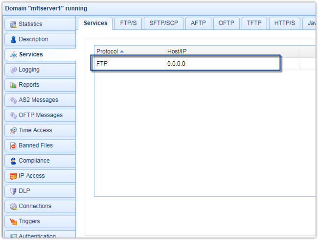 ftp service in services node