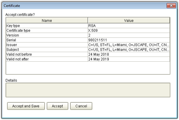 ftps ssl certificate