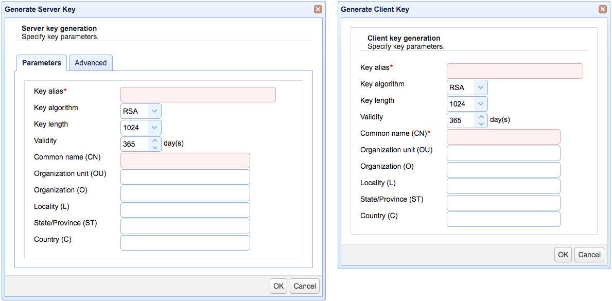 generate server and client keys