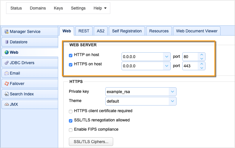 http https as2 port numbers