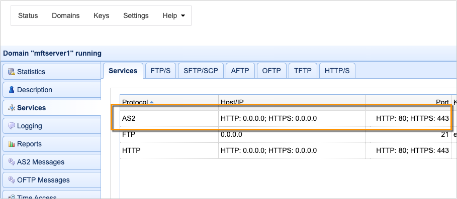 http https as2 service port numbers