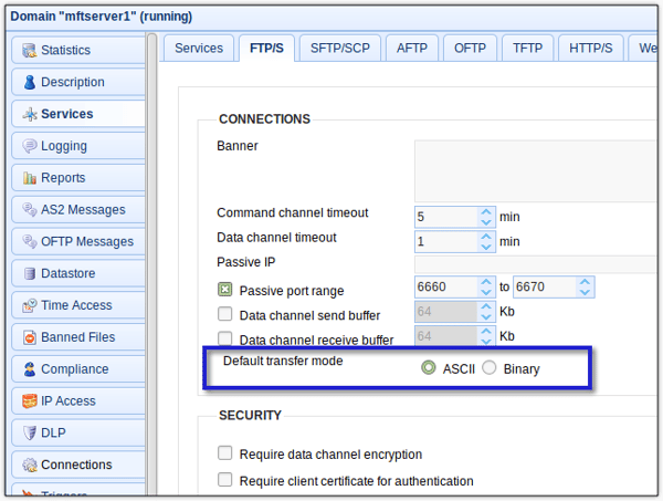 default transfer mode